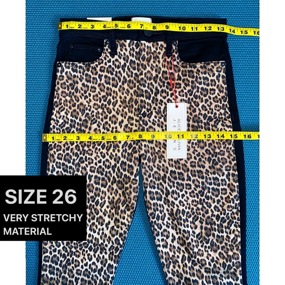 Alice + Olivia Leopard Black Cropped Skinny Denim Jeans Pant - Picture 13 of 16